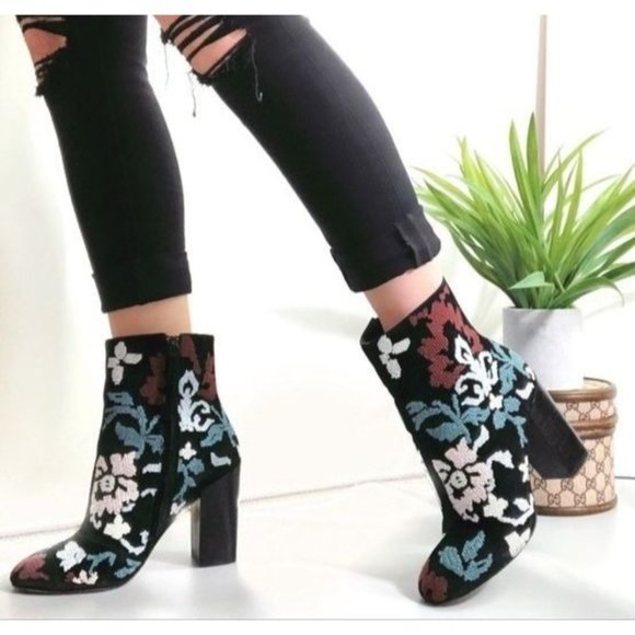 Rebecca Minkoff Shoes - REBECCA MINKOFF Bojana Embroidered Suede Floral Ankle Boot Sz 7